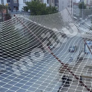 İnşaat ve İş Güvenliği Filesi - 10 cm Gözenekli - 6 mm İp Kalınlığı - Kare Desen - Beyaz