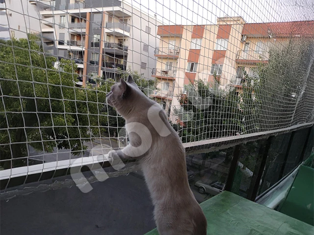 Kedi Filesi - 4 cm Gözenekli - Kare Desen - Beyaz 3 kedi filesi 4cm gozenekli 3