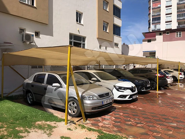 Otopark ve Araba Gölgeliği - 95lik 140 gram/m2 - Krem 2 otopark araba golgeligi 95lik golgeleme 140gr krem 2