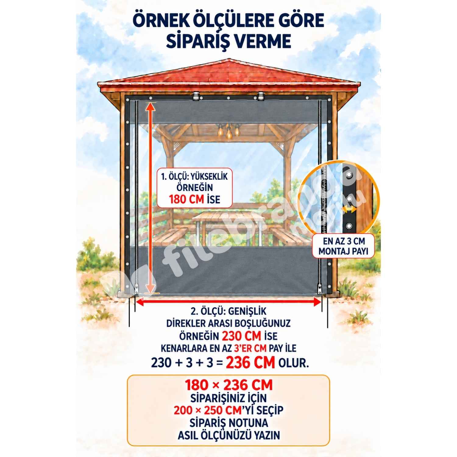 Model 9 – Fermuarlı Ortası Şeffaf Kamelya Brandası – Antrasit Polyesterli (0.8 mm) 4 Fermuarlı ortası şeffaf branda ölçü seçimi