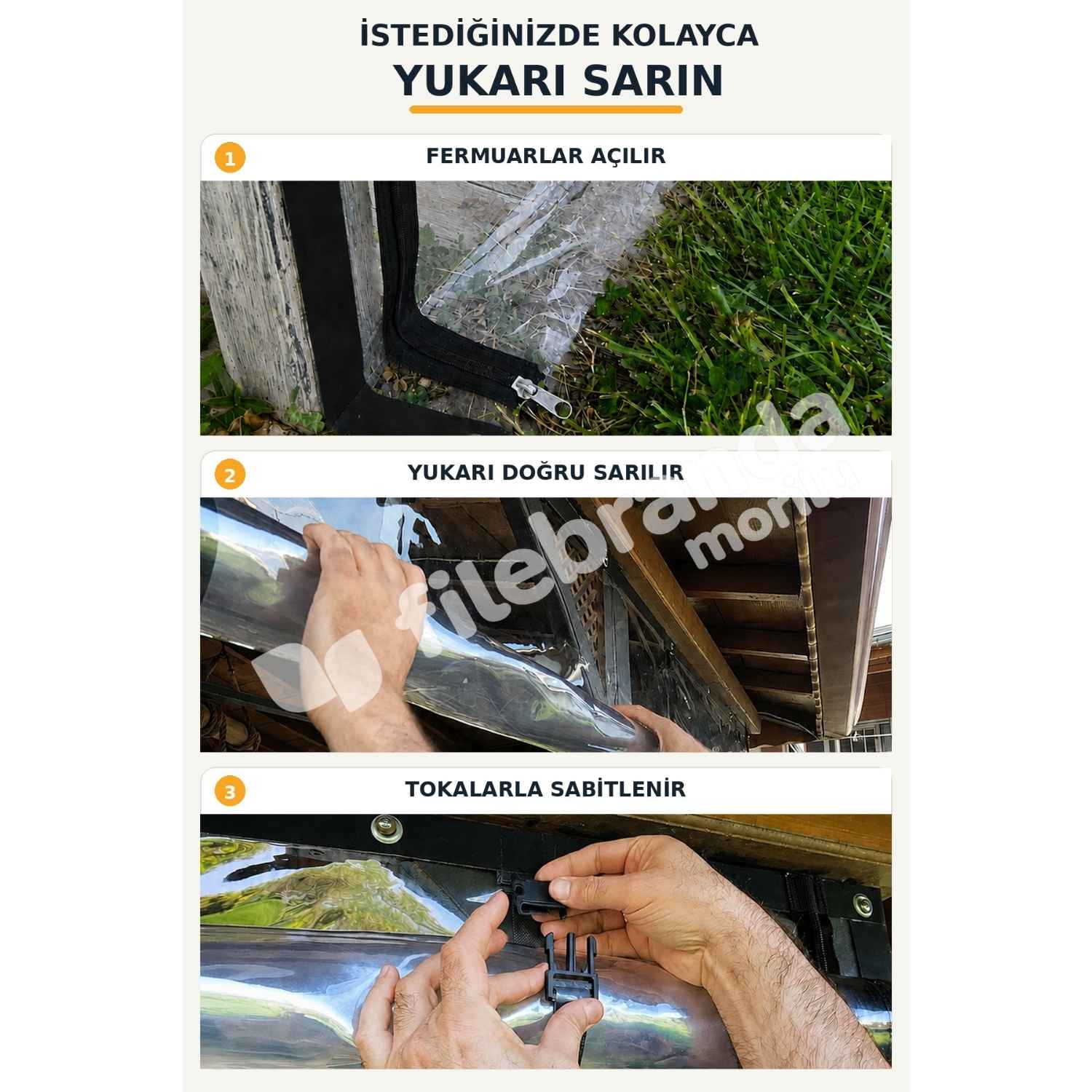 Model 6 – Fermuarlı Şeffaf Balkon Brandası – Yukarı Sarılır (0.8 mm) 3 Model 6 – Fermuarlı Şeffaf Balkon Brandası – Yukarı Sarılır (0.8 mm) - Görsel 3