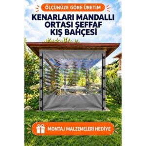 Model 10 – Mandallı Ortası Şeffaf Kamelya Brandası – Gri Polyesterli (0.8 mm)