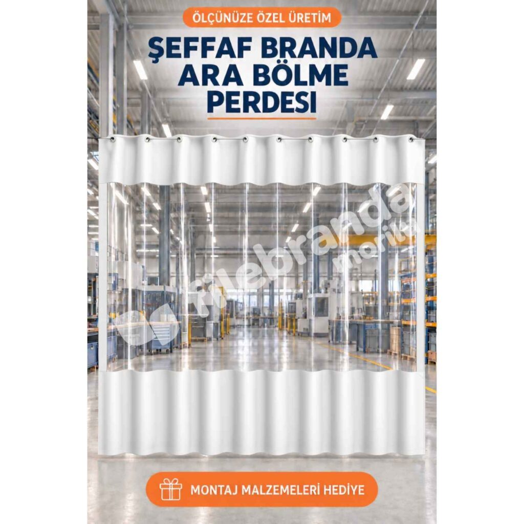 Kış Bahçesi Şeffaf Branda 24 Model 11 – Açılır Kapanır Ortası Şeffaf Balkon Brandası – Beyaz (0.8 mm)