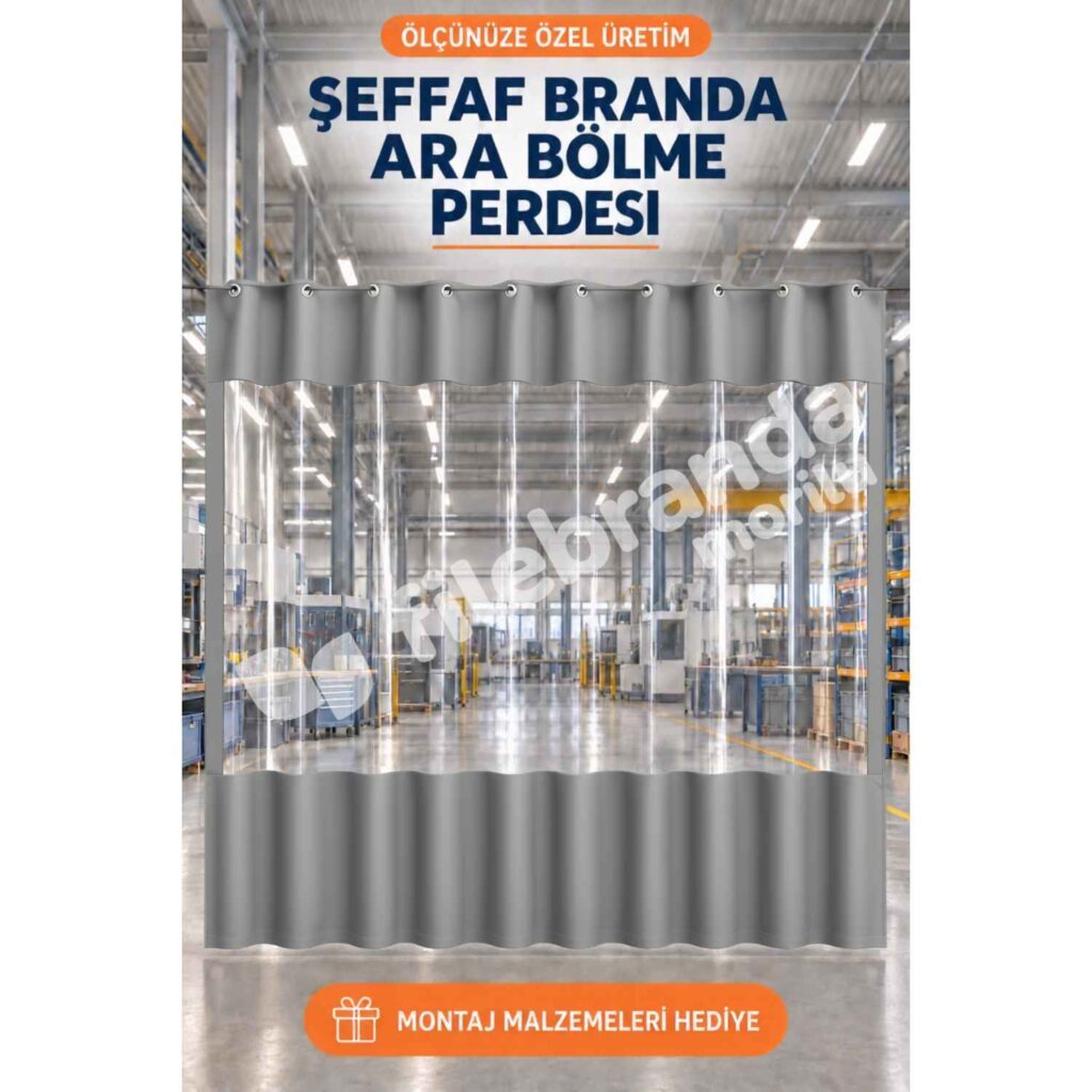 Kış Bahçesi Şeffaf Branda 25 Model 11 – Açılır Kapanır Ortası Şeffaf Balkon Brandası – Gri Polyesterli (0.8 mm)